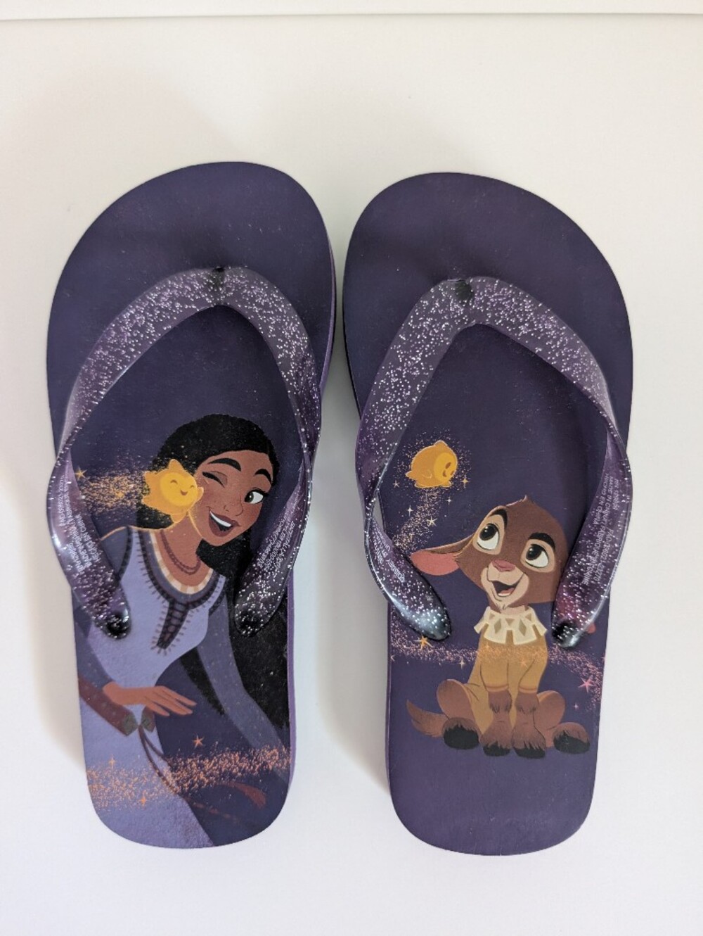 Disney Store Wish Purple Kids Flip Flops Size 13/1